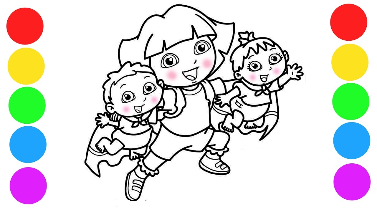 Coloring Dora The Explorer Super Babies Coloring Page Colored Art Markers YouTube