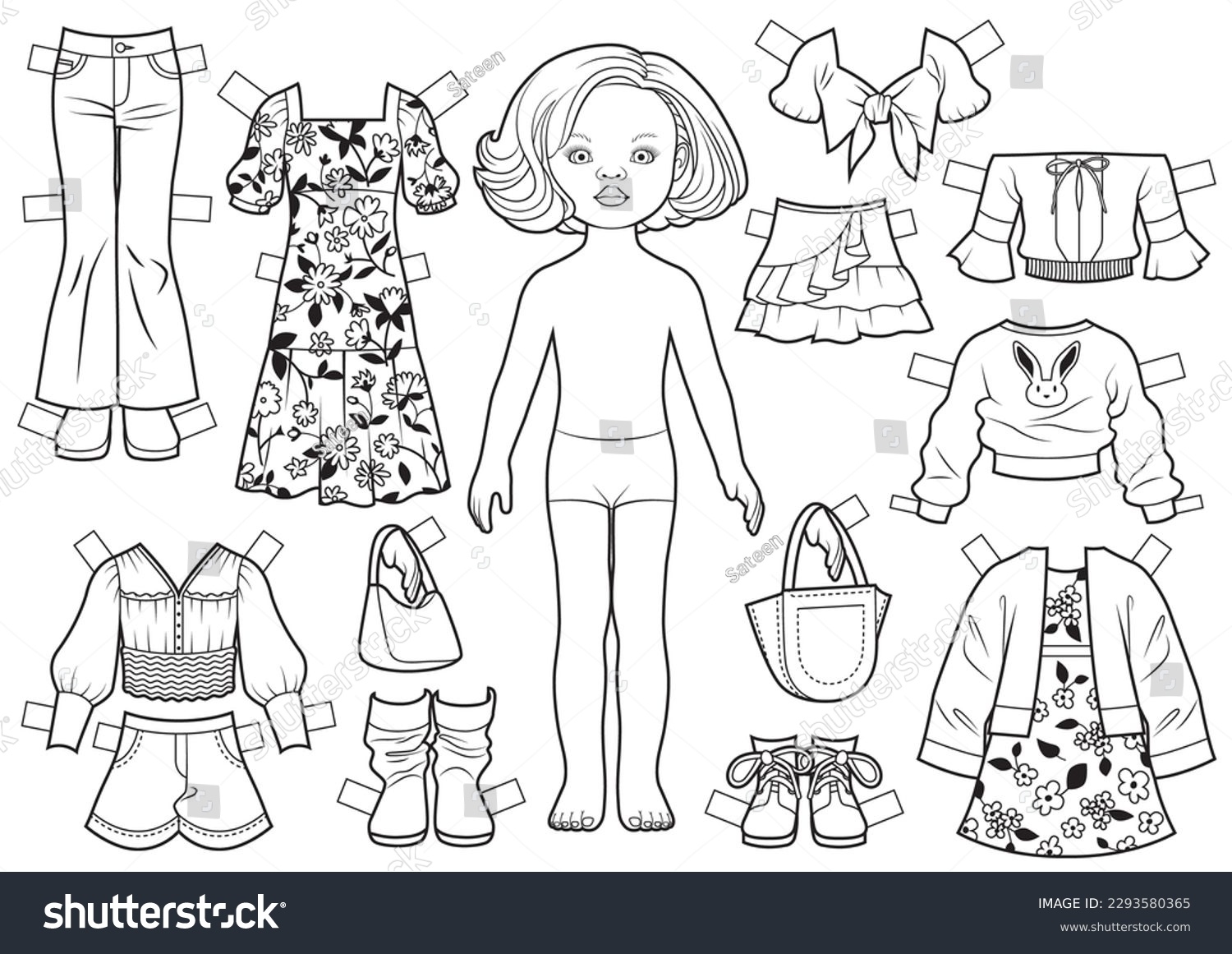 free printable printable paper dress kit coloring page