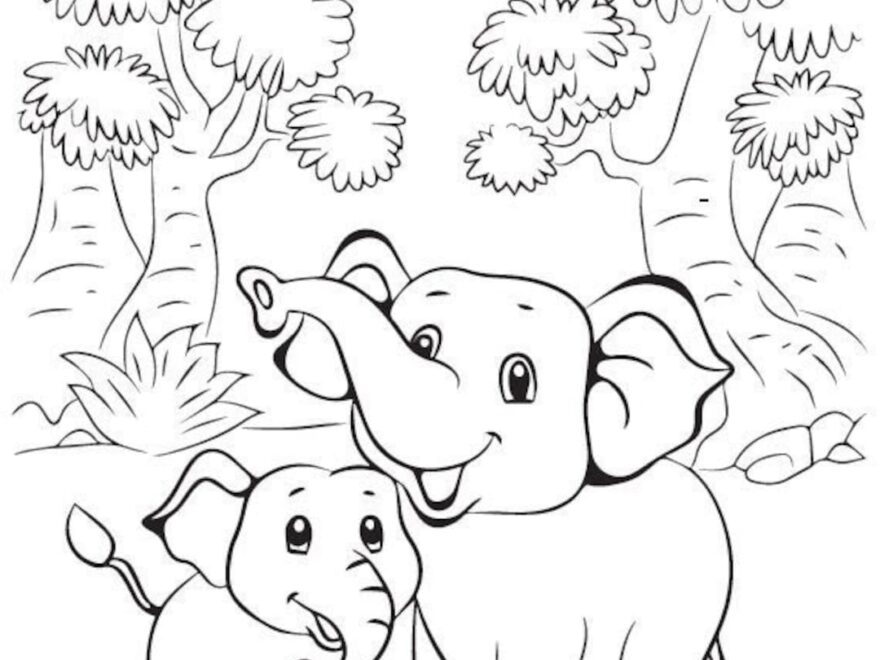 Coloring Pages Elephants Etsy