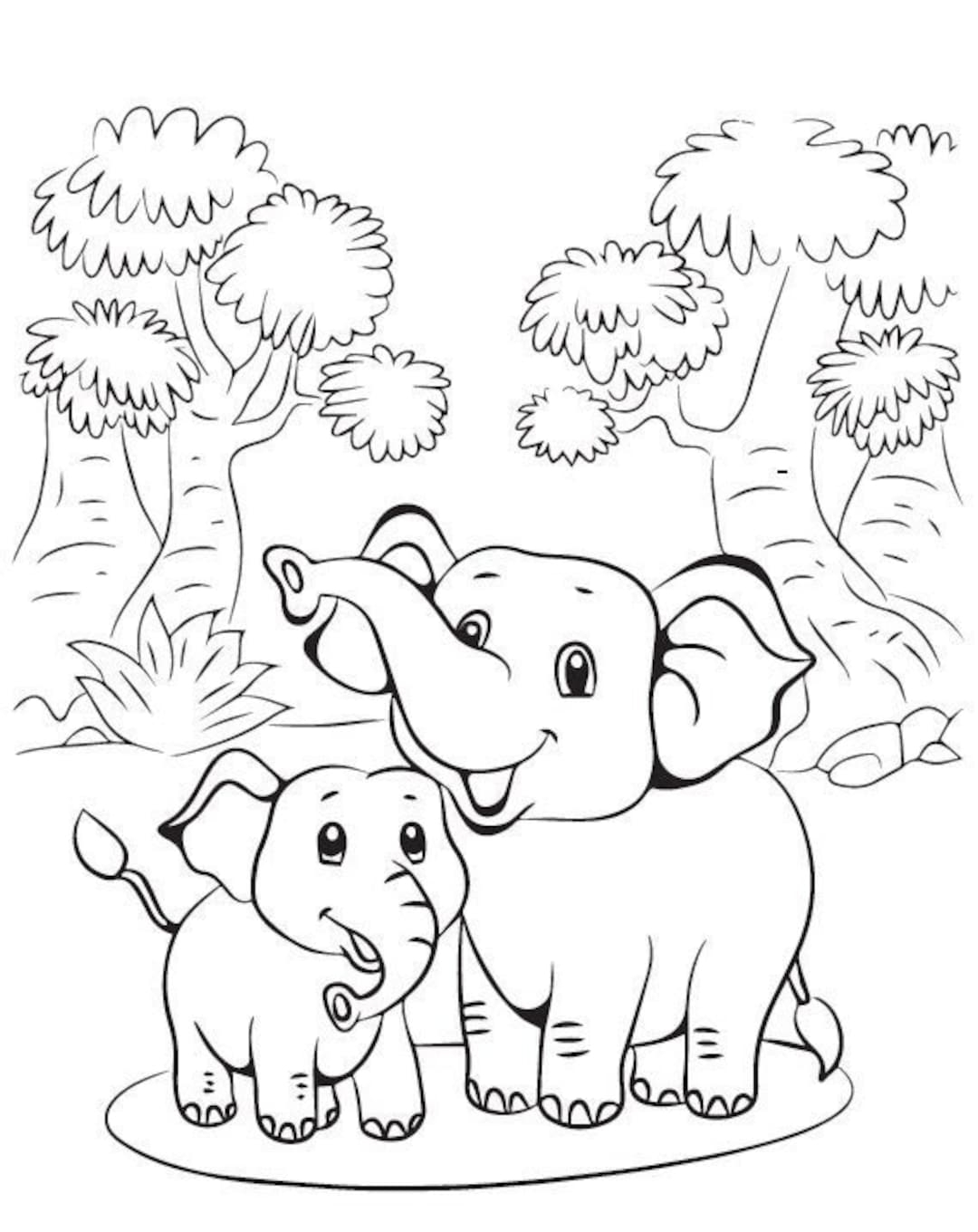 Coloring Pages Elephants Etsy Coloring Pages Elephants Etsy