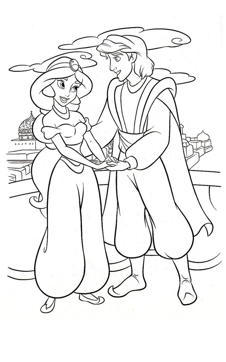 Coloring Pages Of Jasmine And Aladdin