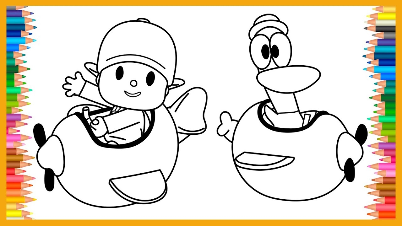  Coloring Pocoyo Pato Ride The Toy Airplane Art For Kids Easy Coloring Drawing Painting YouTube