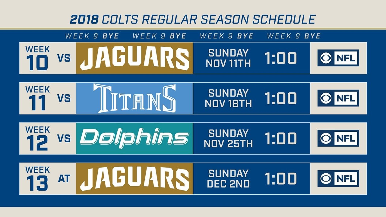 Colts Schedule Release Weeks 10 13 Colts Schedule Release Weeks 10 13