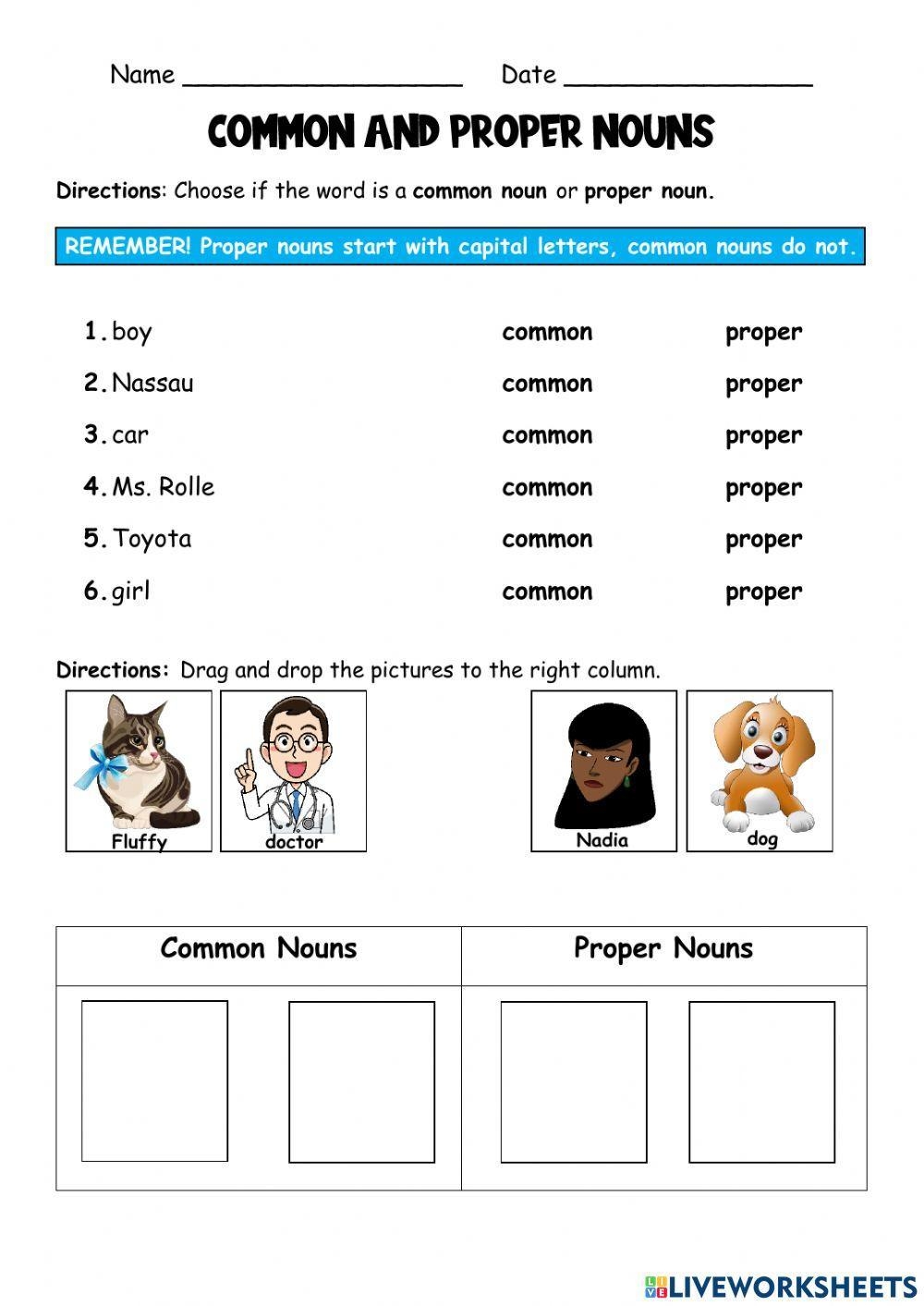 common and proper nouns worksheets common and proper nouns worksheets