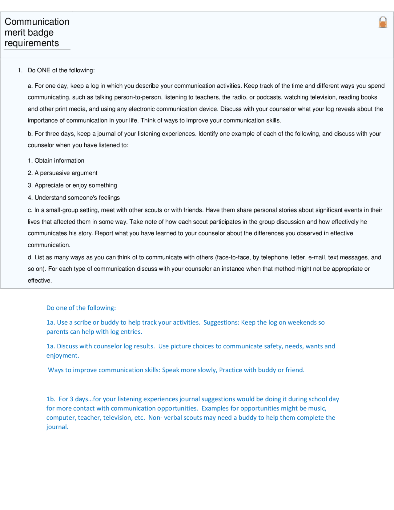 communications merit badge worksheet