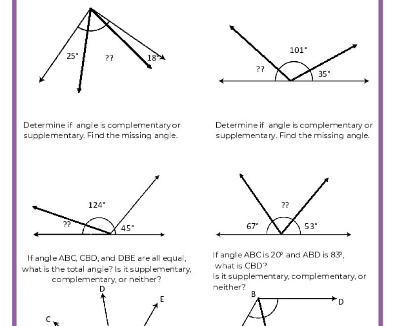 Complementary Supplementary Vertical And Adjacent Angles