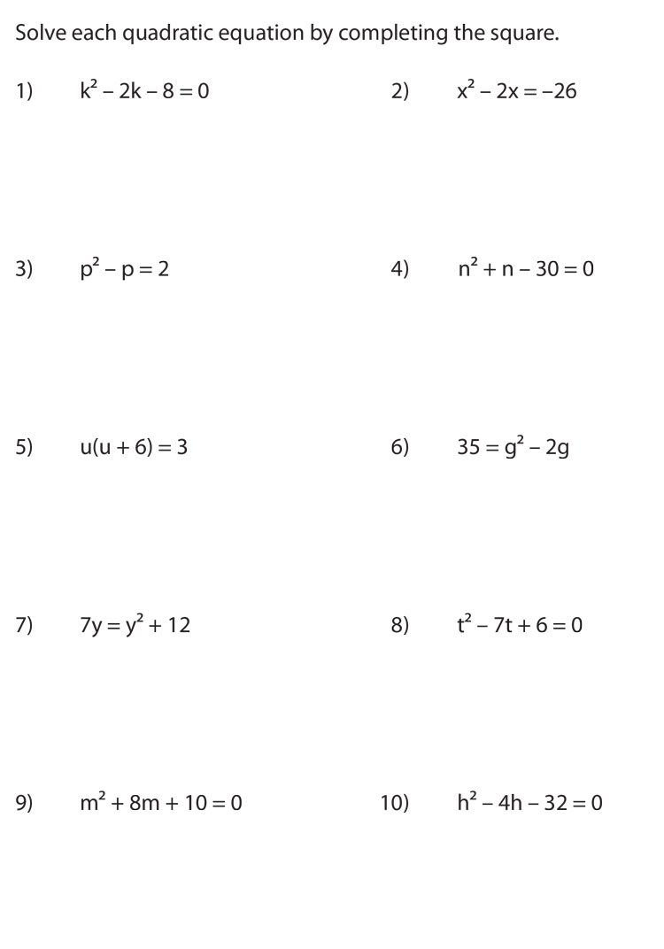 Completing The Square Formula How To Solve Equation Example Steps