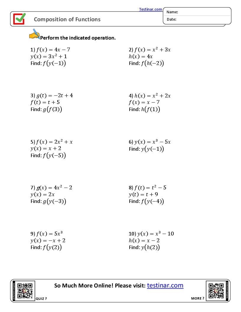 Composition Of Functions Worksheets Worksheets Library