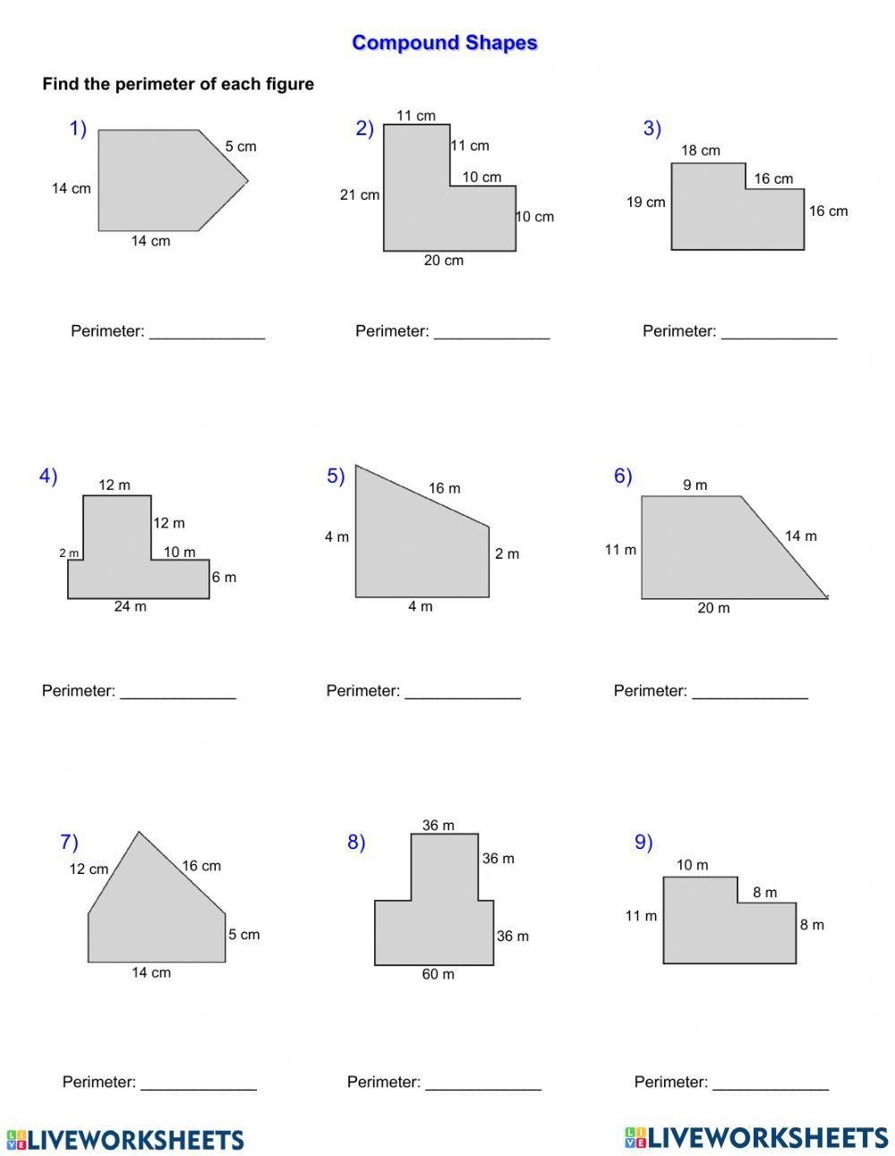 Compound Shapes Interactive Worksheet Live Worksheets Worksheets Library