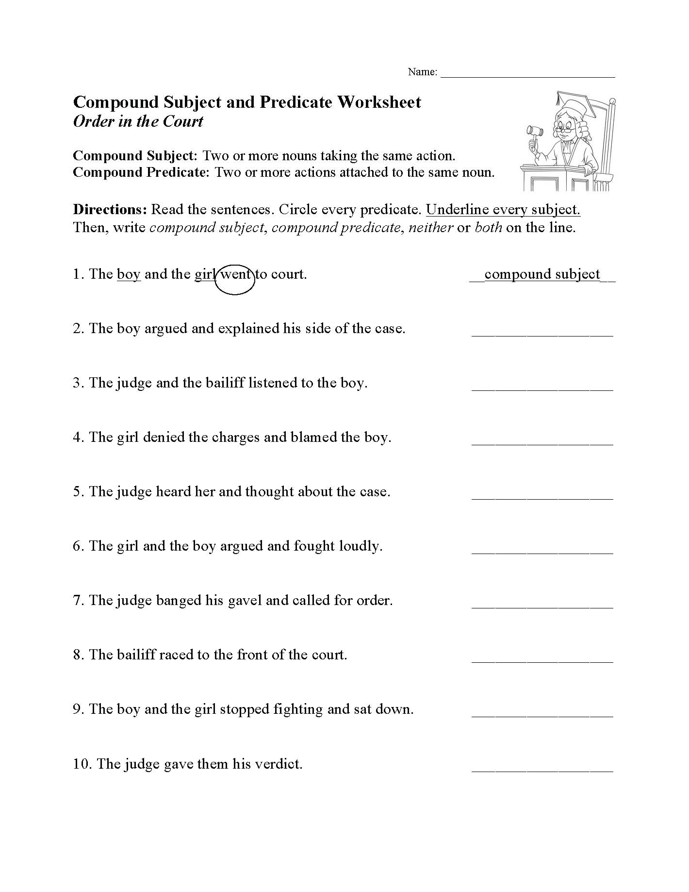 Compound Subject And Predicate Worksheet Sentence Structure Activity Compound Subject And Predicate Worksheet Sentence Structure Activity