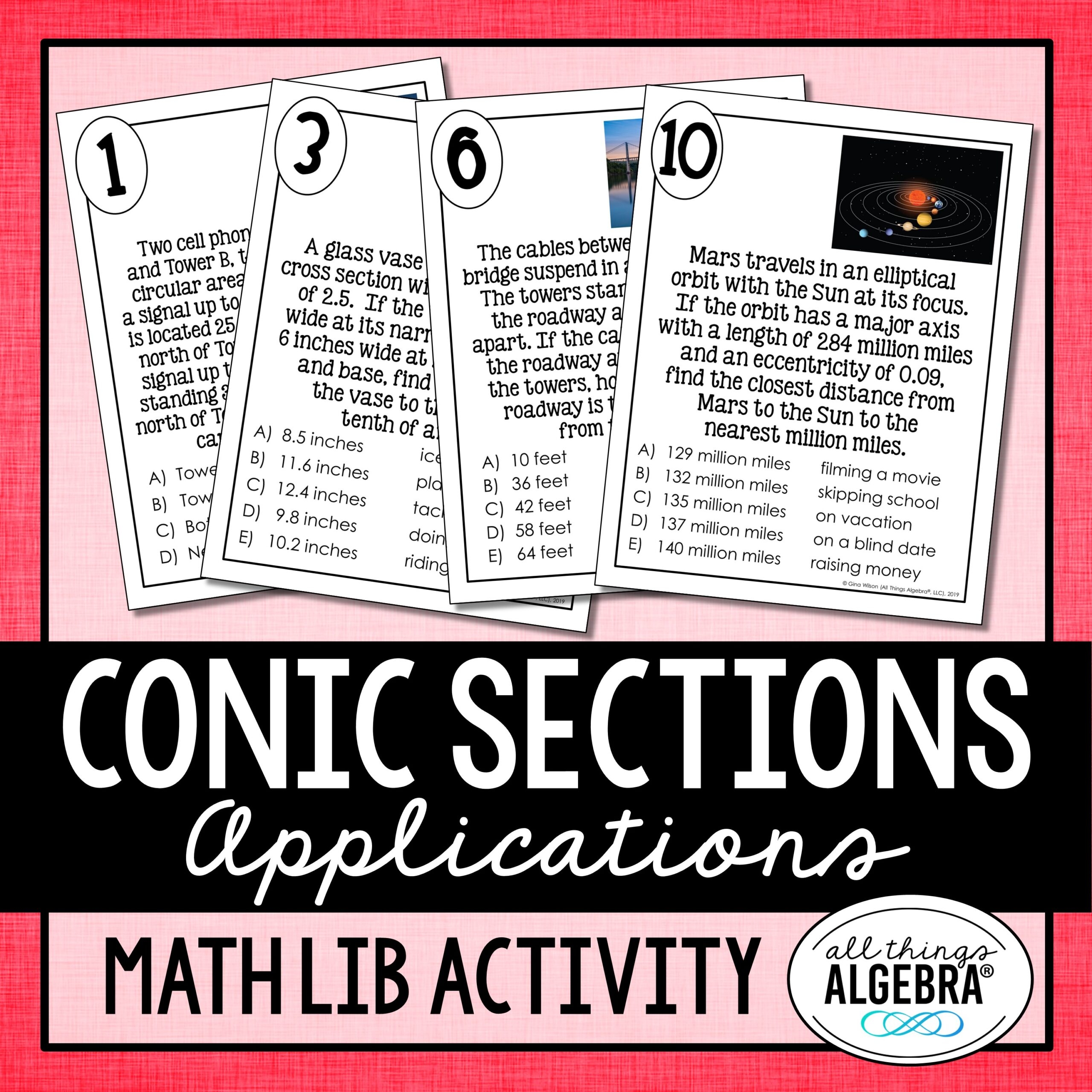 Conic Sections Applications Math Lib Activity All Things Algebra Conic Sections Applications Math Lib Activity All Things Algebra