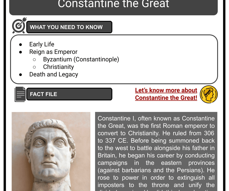 Constantine The Great Emperor Legacy Facts History Worksheets