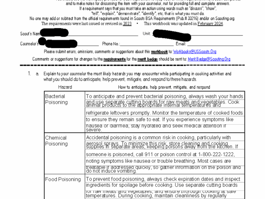 Cooking Merit Badge Workbook 2024 Avi Dedhia Studocu