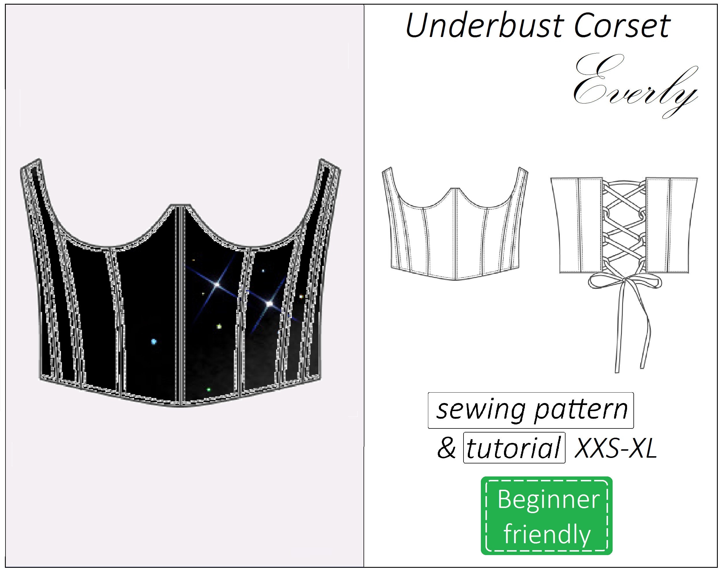 Corset Pattern Double Sided Corset Sewing Pattern PDF Underbust Corset Belt Instant Download Etsy