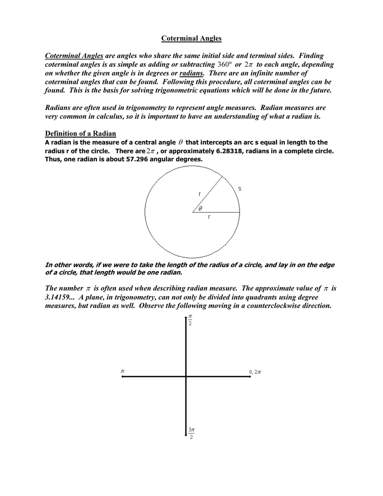 Coterminal Angles Coterminal Angles Are Angles Who Share The Coterminal Angles Coterminal Angles Are Angles Who Share The
