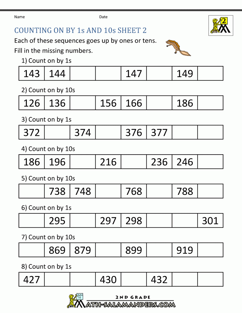 counting by 10 worksheets
