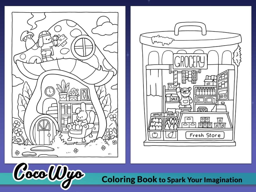 Cozy Spaces Cute Animal Corners Coloring Book By Coco Wyo Etsy