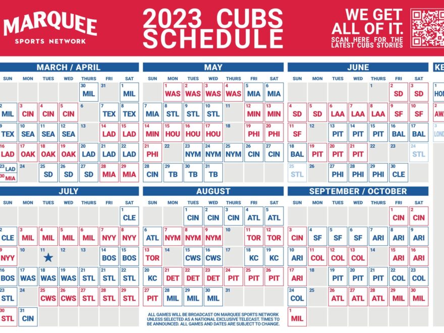 Cubs 2023 Schedule Marquee Sports Network Home Of The Cubs Bears Red Stars And Sky