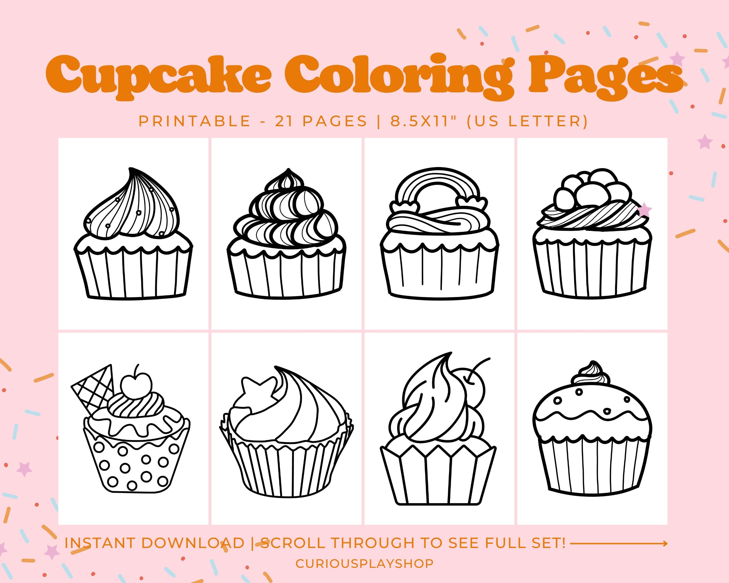 Cupcake Coloring Pages Printable Coloring Pages Cupcake Coloring Book Printable Activity For Toddlers kids Etsy