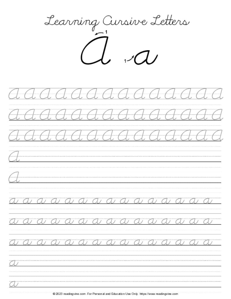 Cursive Writing Practice Sheets PDF ReadingVine Cursive Writing Practice Sheets PDF ReadingVine