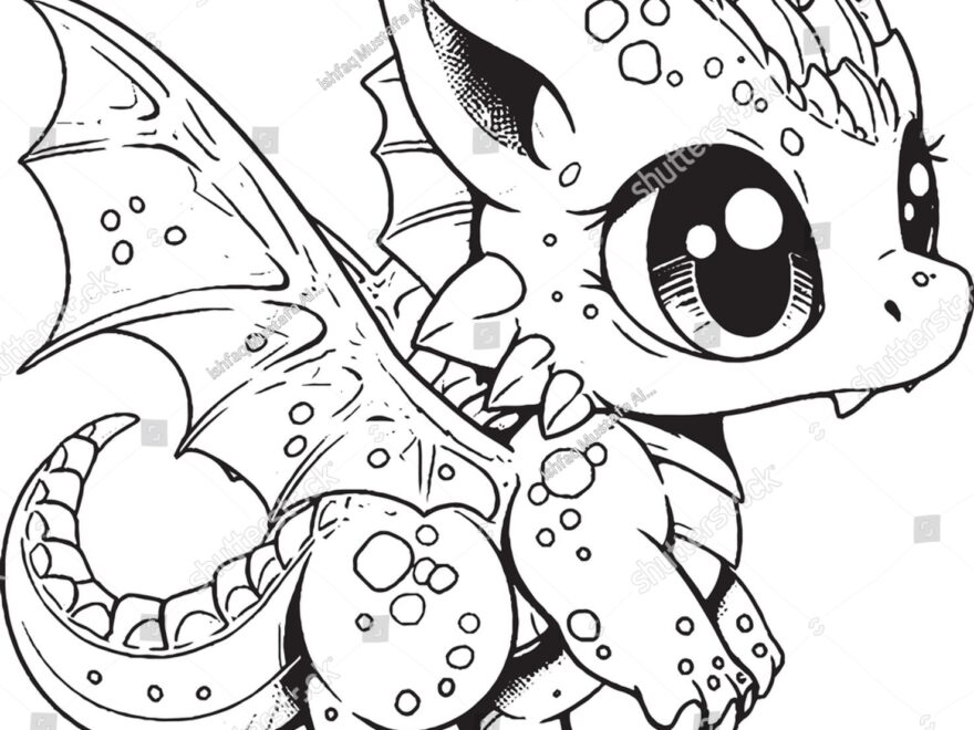 Cute Dragon Coloring Pages Kids Adults Stock Vector Royalty Free 2305319687 Shutterstock