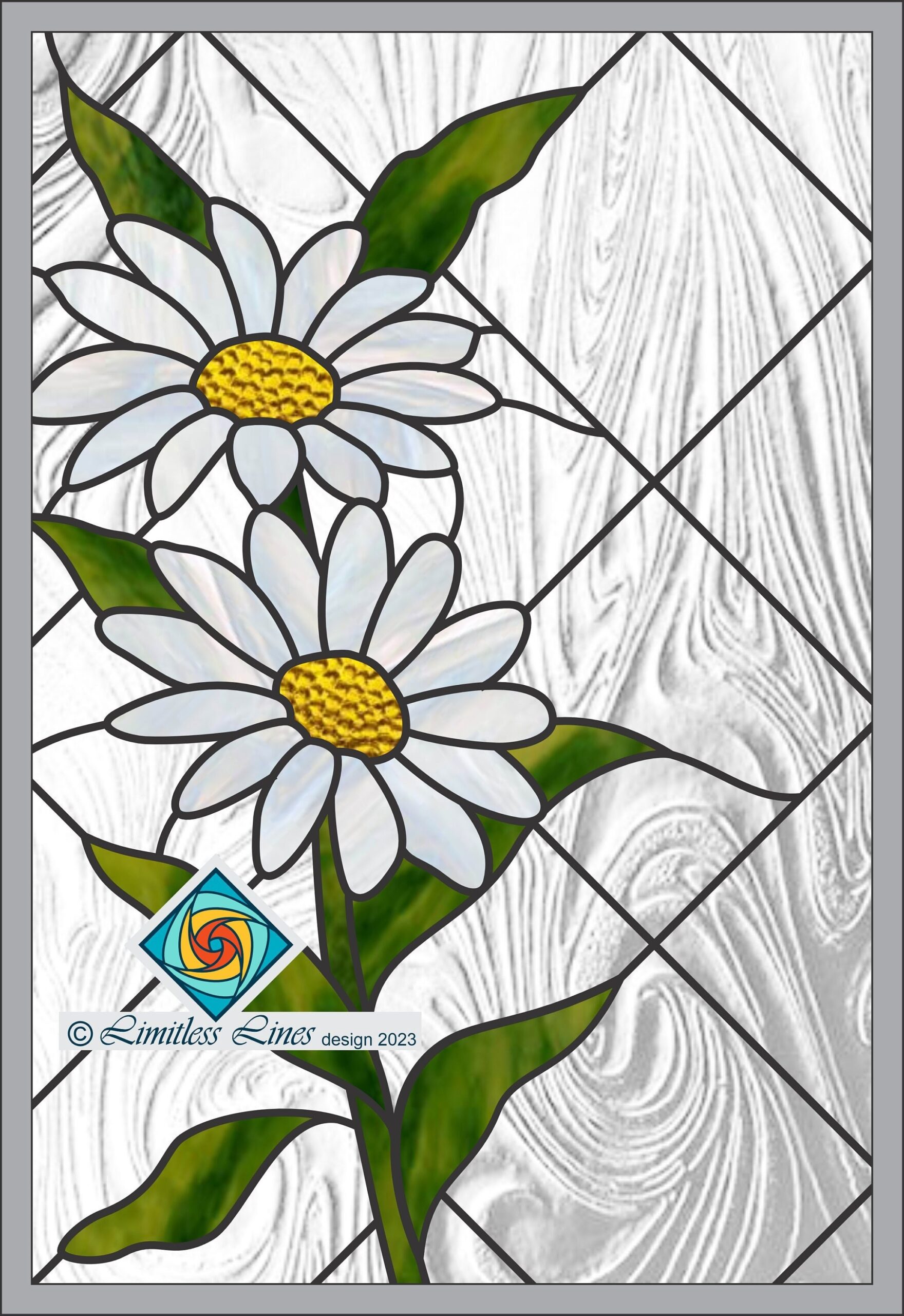 Daisy Stained Glass Pattern Intermedium Digital PDF File For Instant Download Flowers Etsy