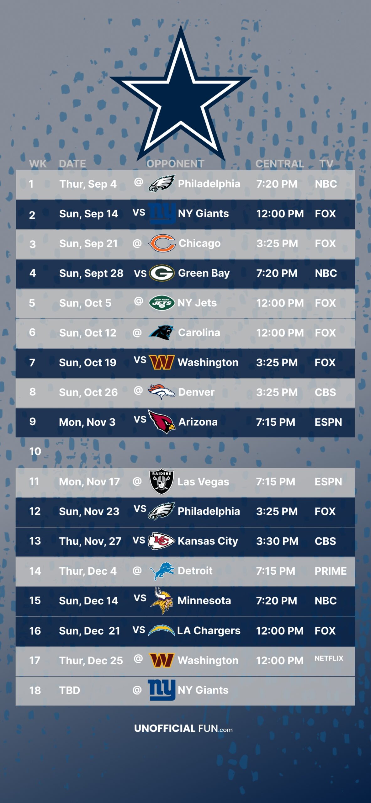 Dallas Cowboys FREE Wallpaper Schedule For Your Phone UnofficialFun