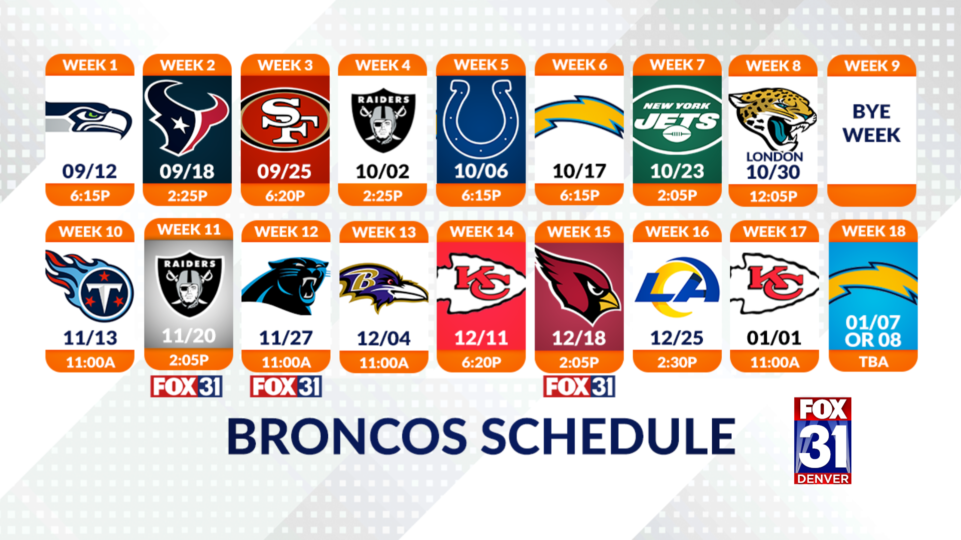 Denver Broncos 2022 Schedule FOX31 Denver Denver Broncos 2022 Schedule FOX31 Denver