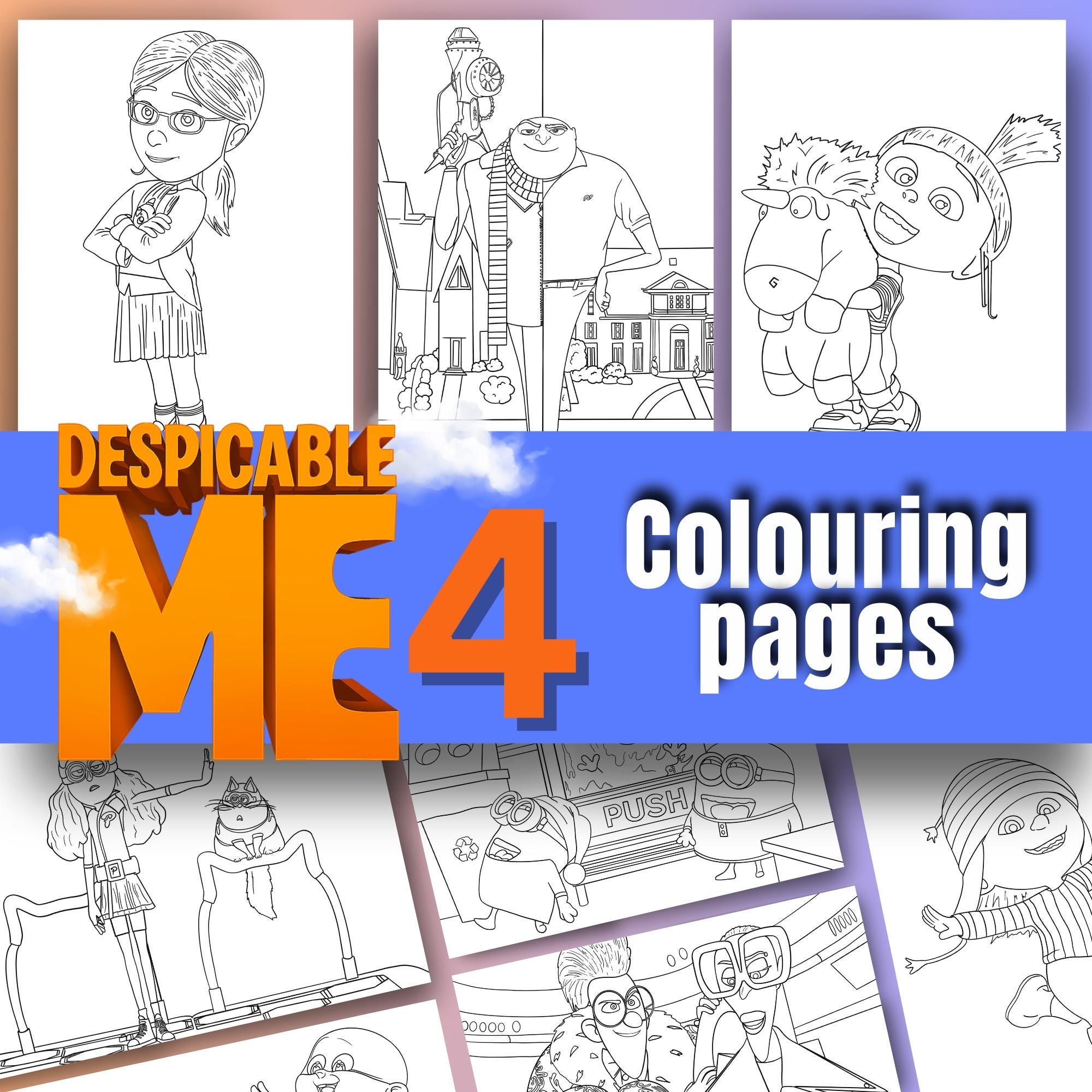 Despicable Me 4 Coloring Pages Kids Coloring Pages Kids Activity Sheets Printable A4 Preschool Toddler Coloring Etsy
