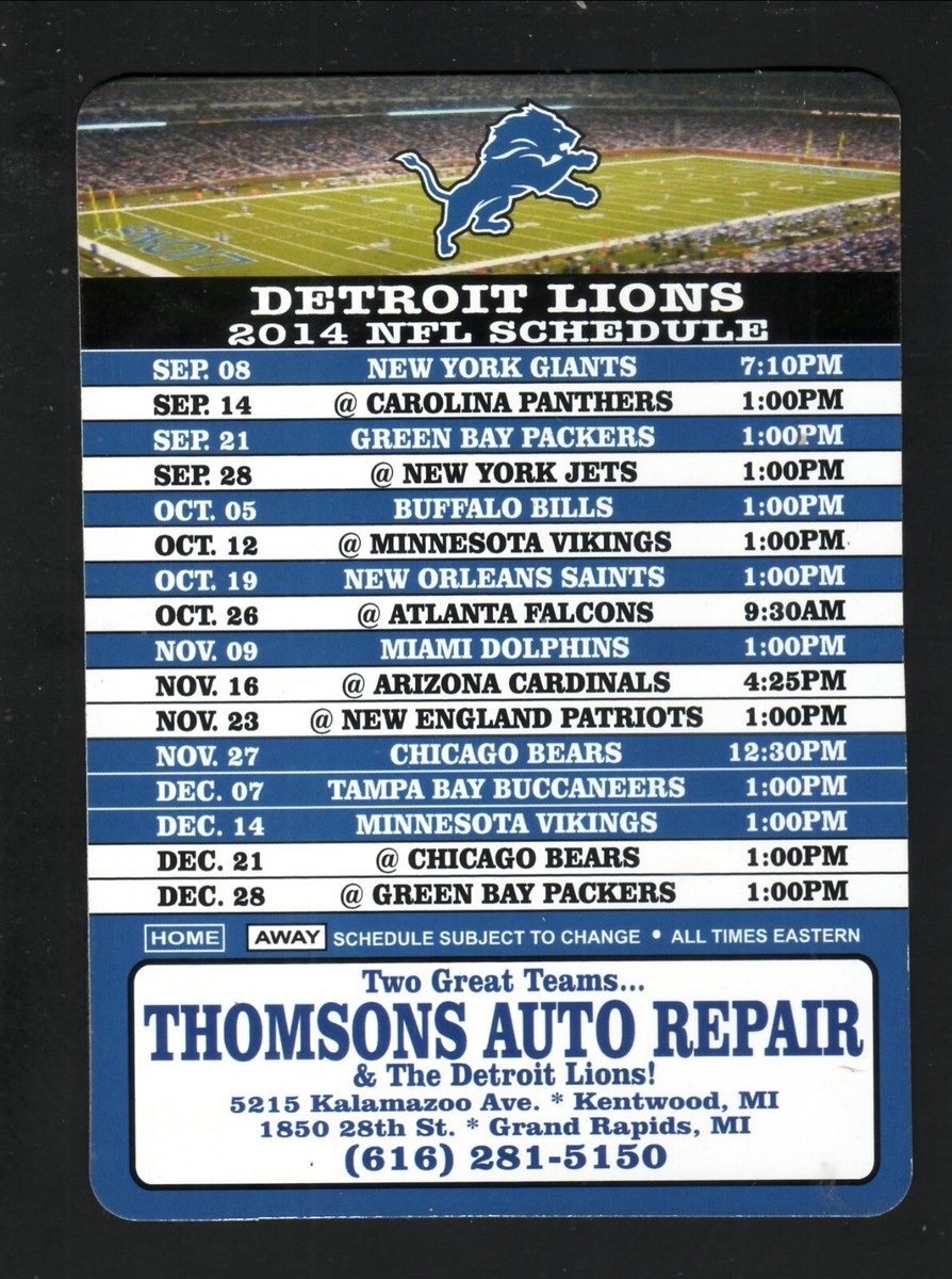 Detroit Lions 2014 Magnet Schedule Thomson s Auto Repair EBay