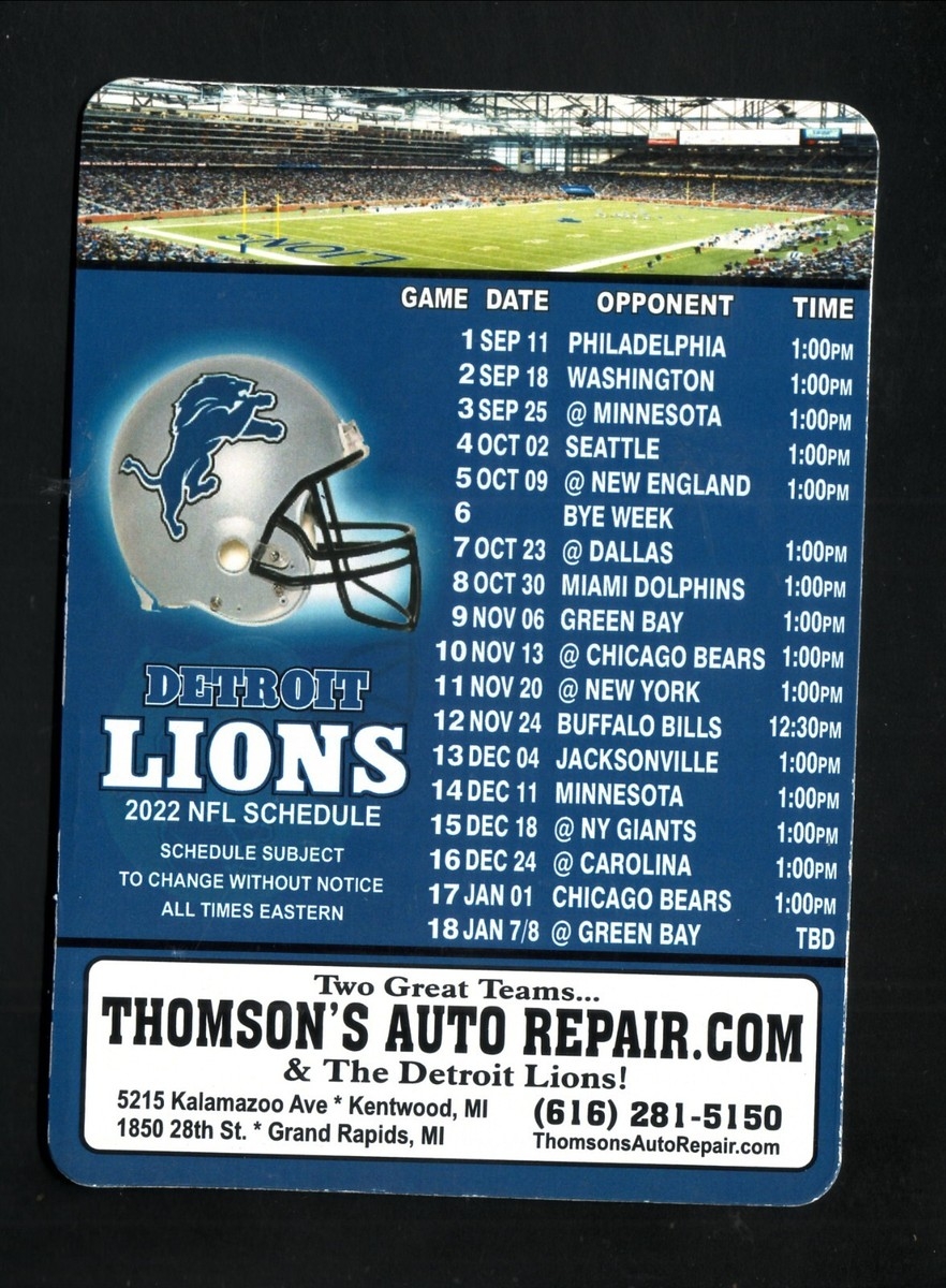 Detroit Lions 2022 Magnet Schedule Thomson s Auto Repair EBay
