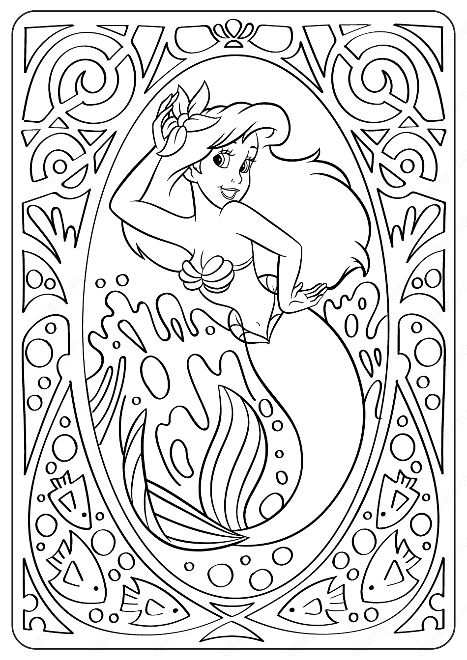 Disney Ariel Coloring Page Download Printable PDF Templateroller