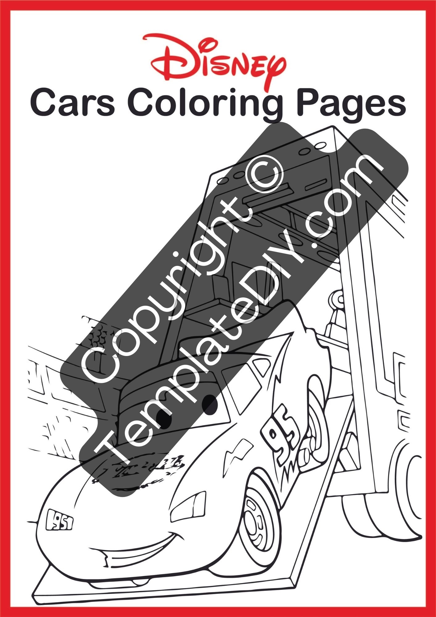 Disney Cars Coloring Pages Template Printable Blank PDF
