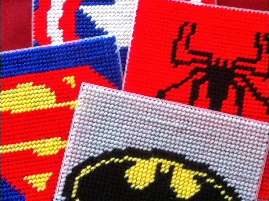 DIY Party Mom Super Hero Coaster Plastic Canvas Pattern