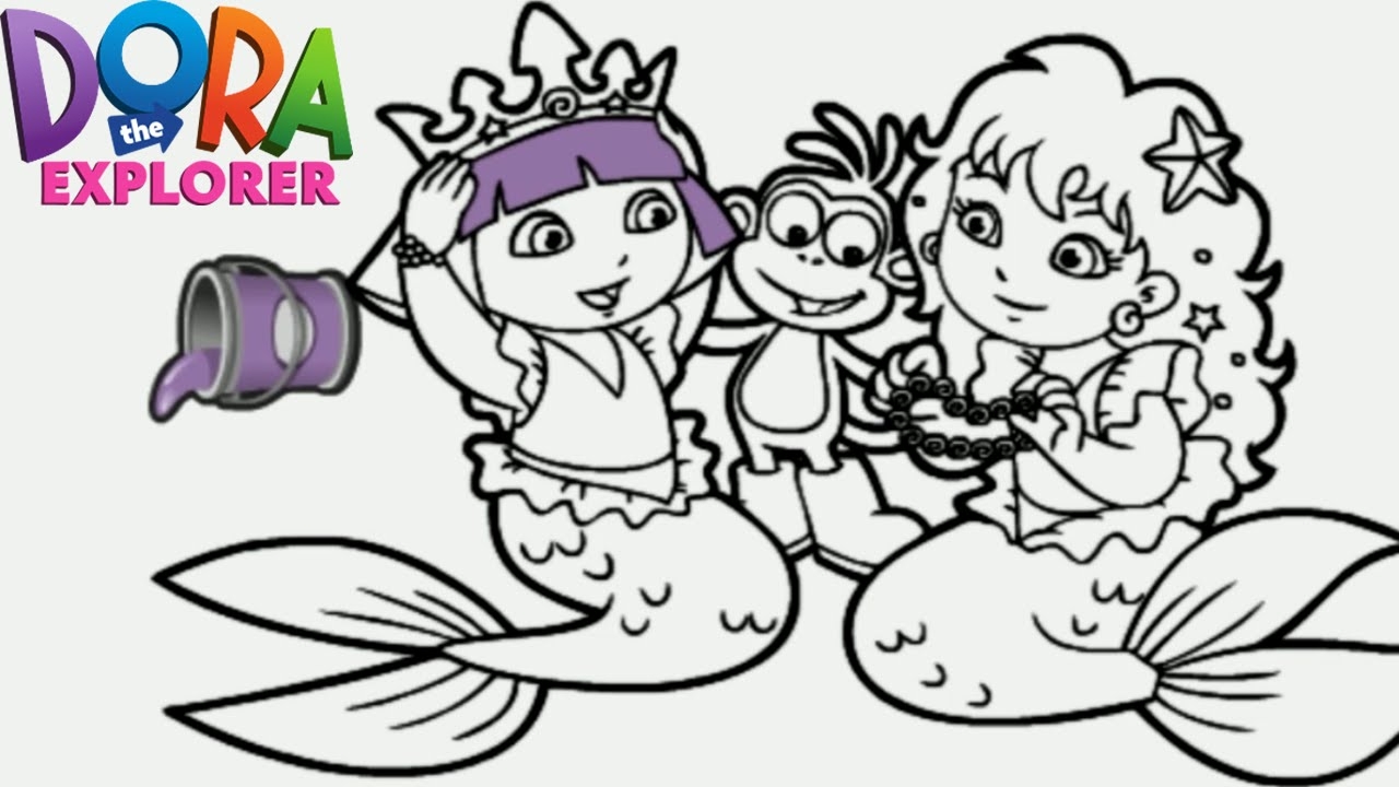 Dora The Explorer Mermaid Princess Nick Jr Coloring Book Game For Children YouTube