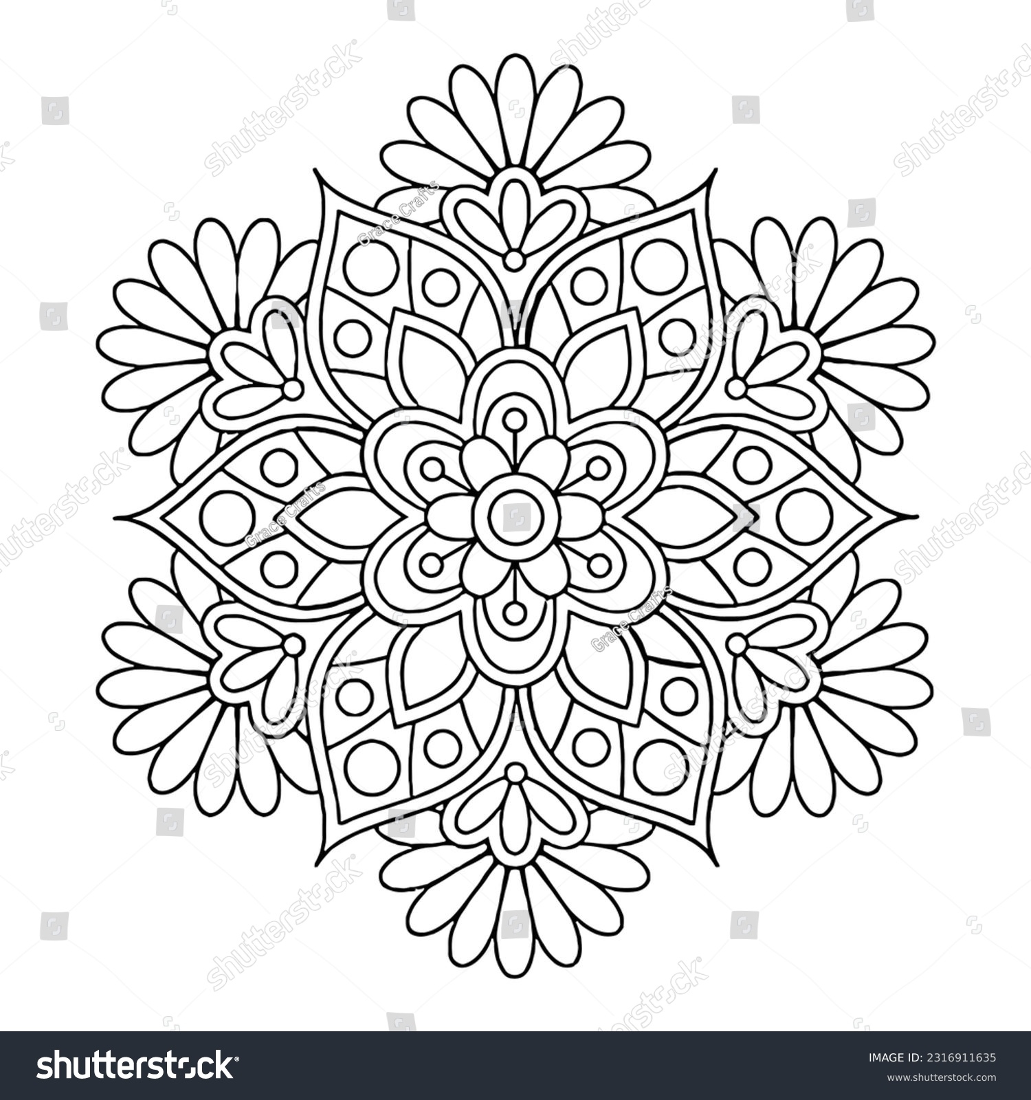 Easy Mandala Coloring Page Adults Simple Stock Vector Royalty Free 2316911635 Shutterstock