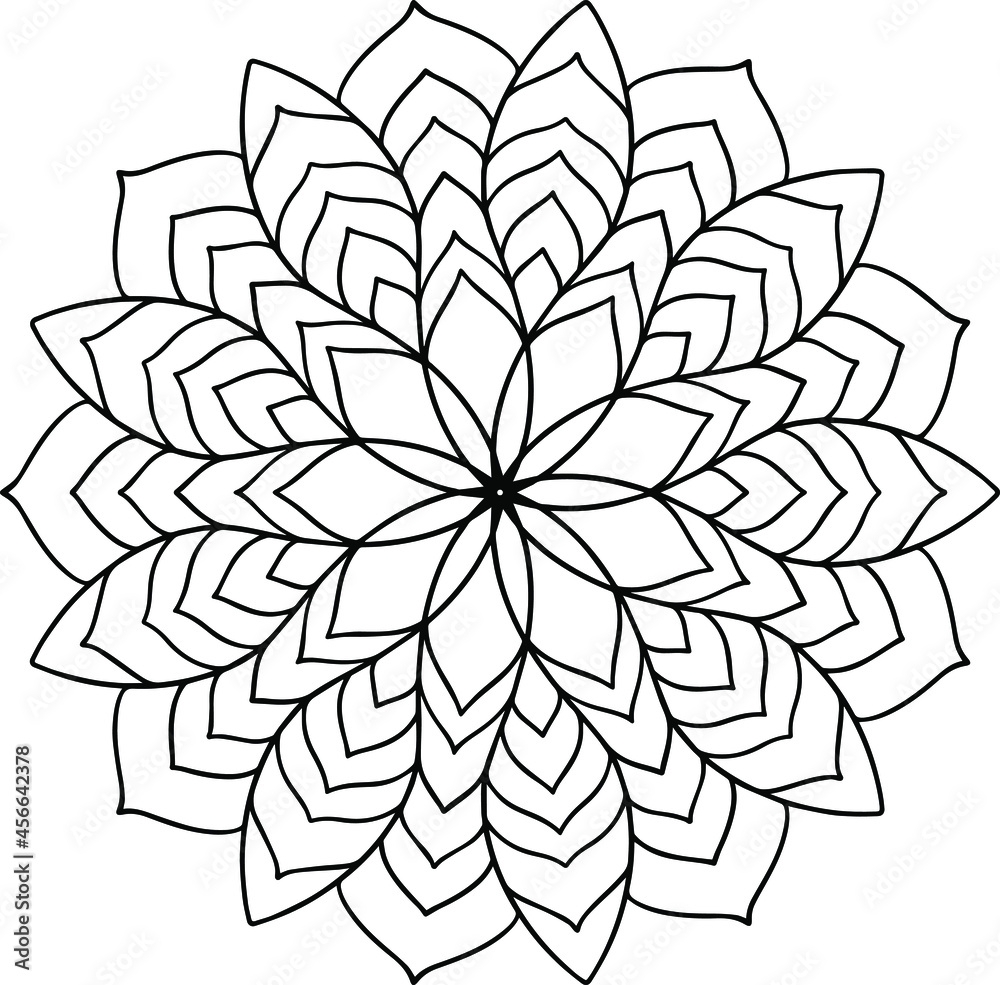 Easy Mandala Like Flower Or Star Basic And Simple Mandalas Coloring Book For Adults Seniors And Beginner Digital Drawing Floral Flower Oriental Book Page Vector Stock Vector Adobe Stock