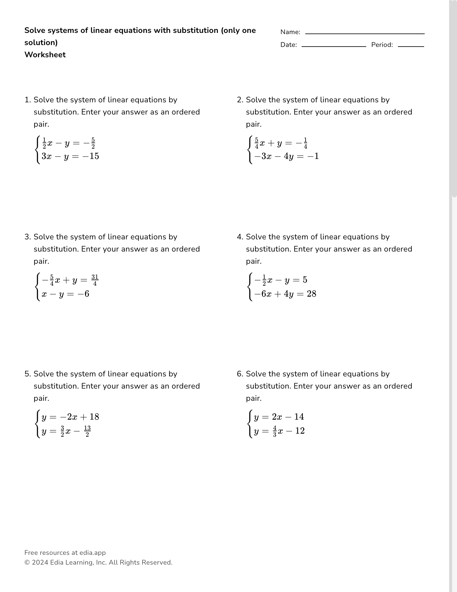solving systems by substitution worksheet solving systems by substitution worksheet