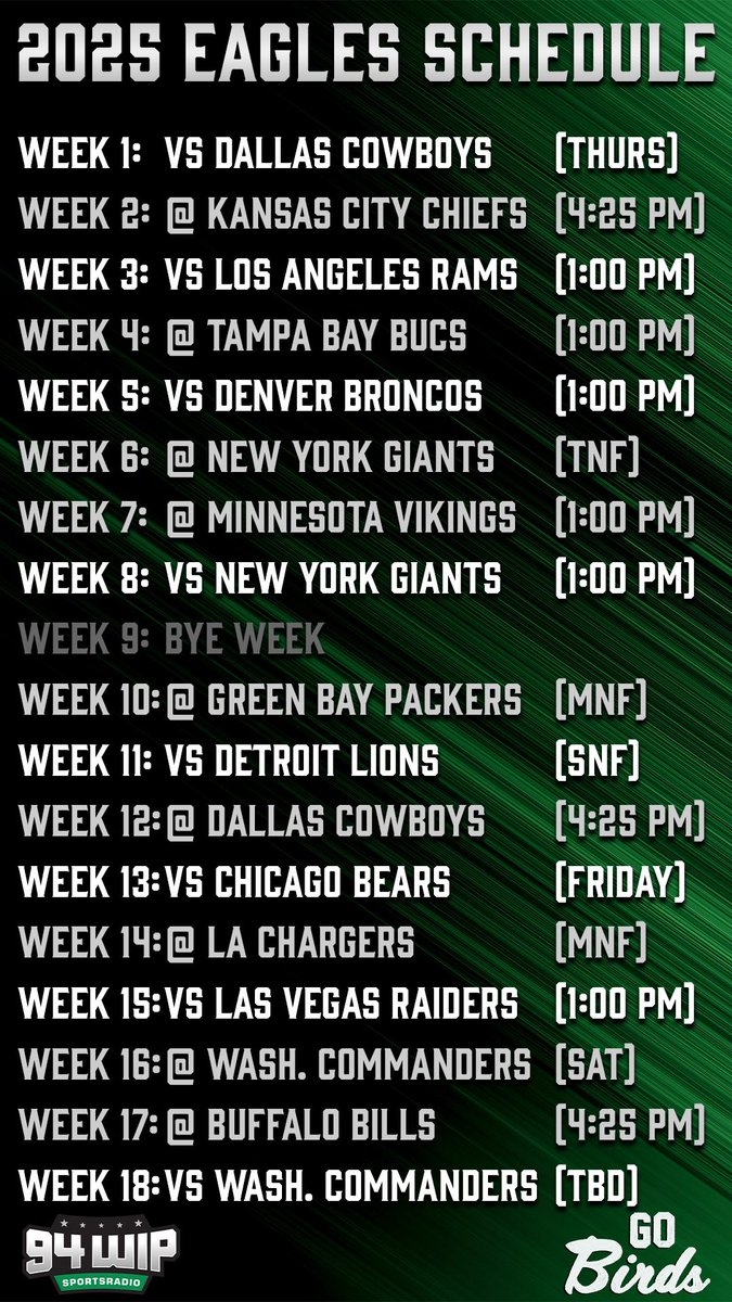Eliot Shorr Parks On X Here It Is The Eagles 2025 Schedule Https t co 34URyjZrxI X Eliot Shorr Parks On X Here It Is The Eagles 2025 Schedule Https t co 34URyjZrxI X