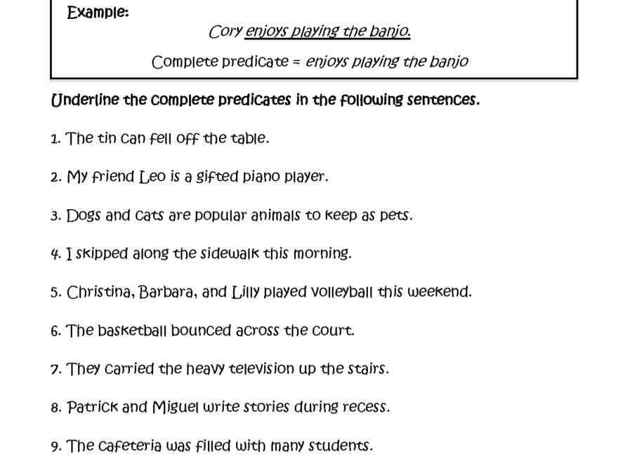 Englishlinx Subject And Predicate Worksheets