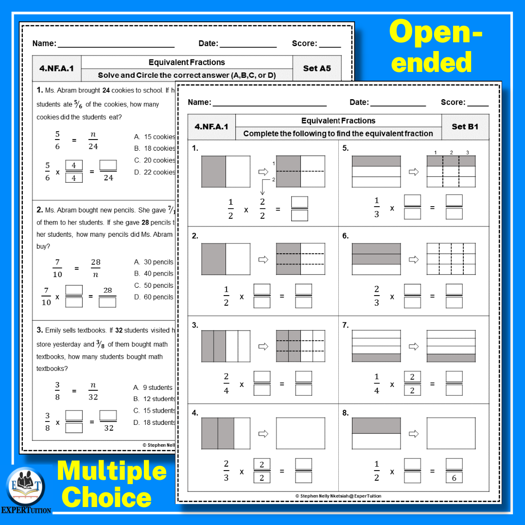 equivalent fractions worksheet grade 4