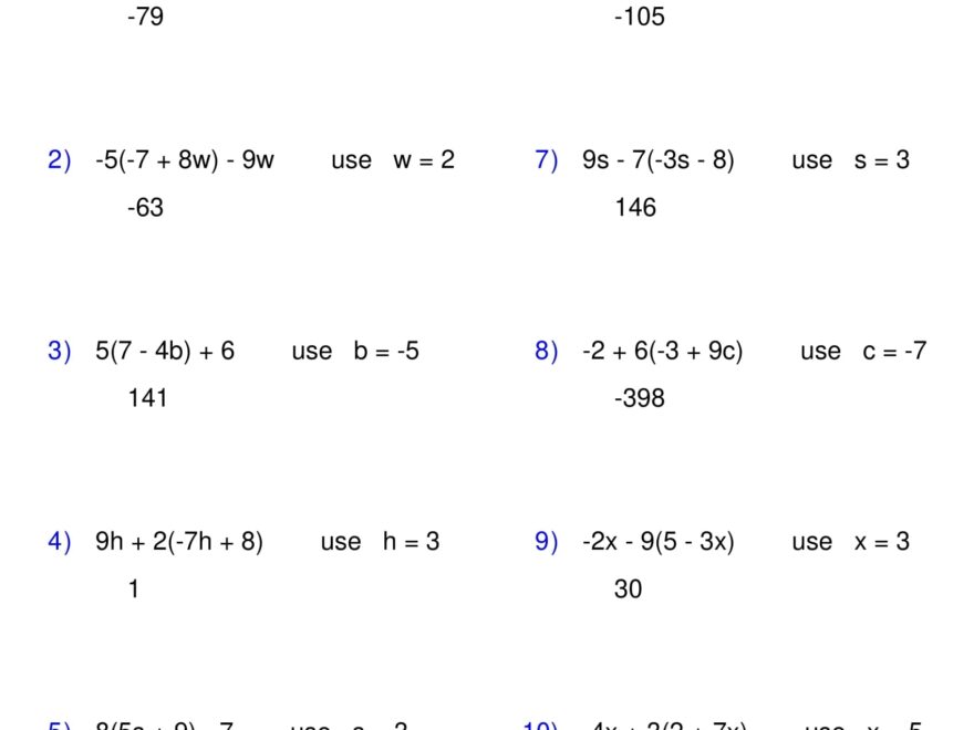 Evaluating Algebraic Expressions Worksheet One Variable Pre Algebra Made By Teachers