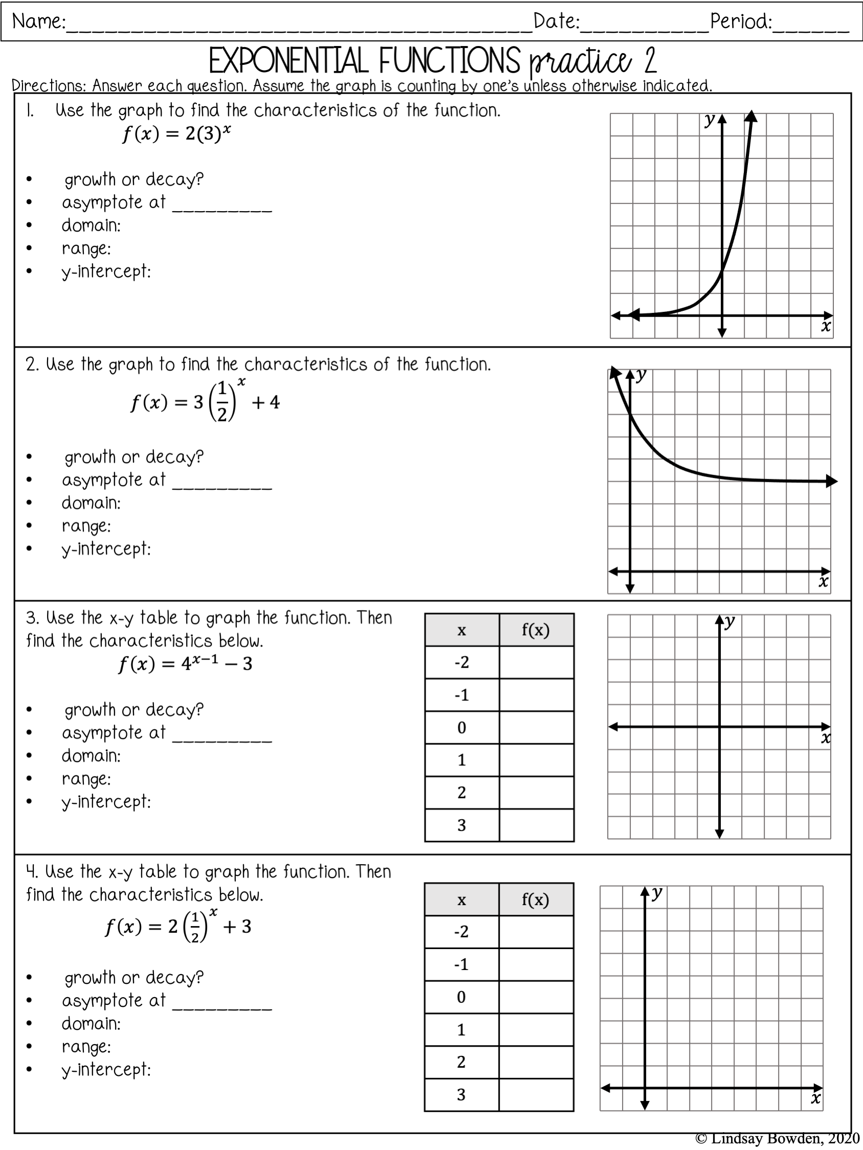 Exponential Functions Notes And Worksheets Lindsay Bowden Worksheets Library