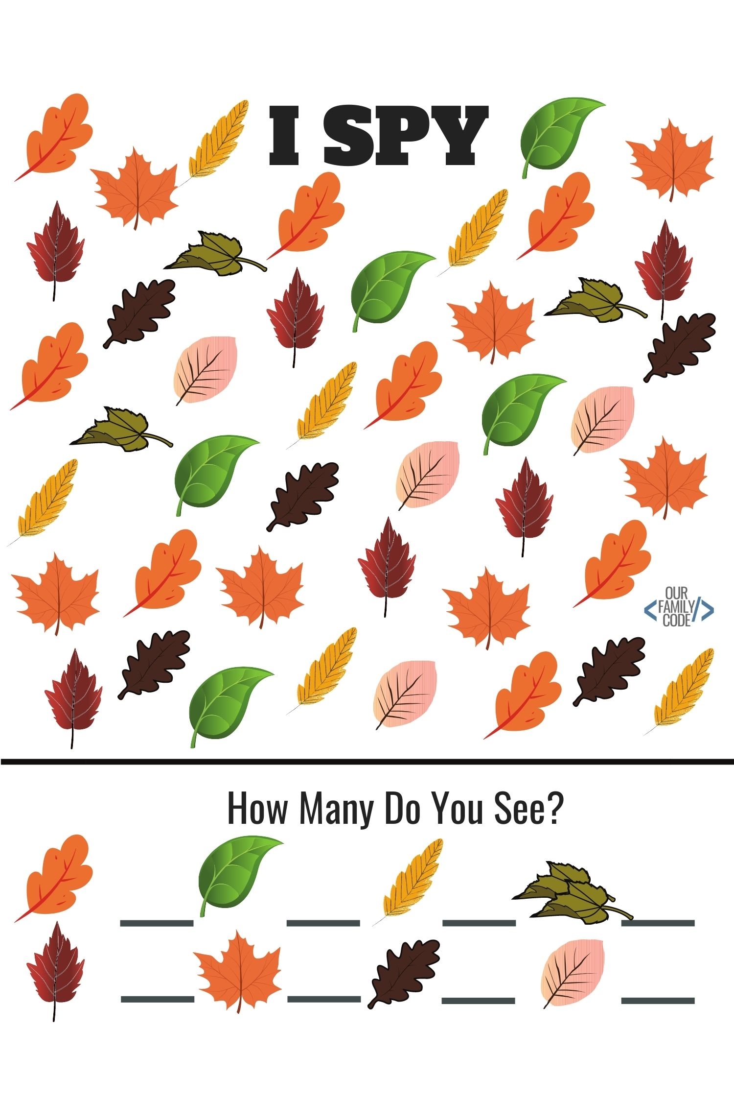 Fall I SPY Worksheets For Preschoolers Our Family Code