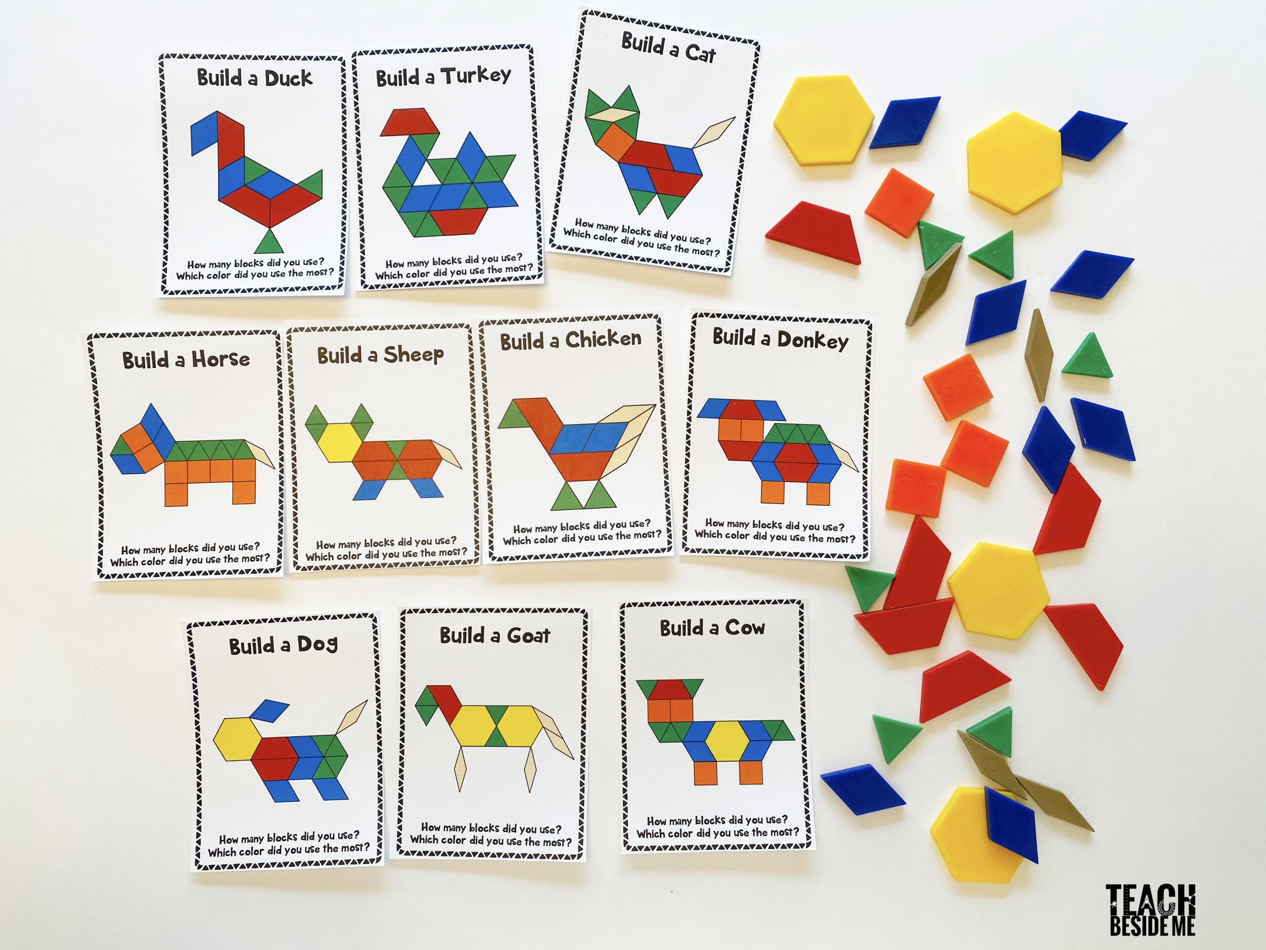 Farm Animal Pattern Block Cards Teach Beside Me Farm Animal Pattern Block Cards Teach Beside Me