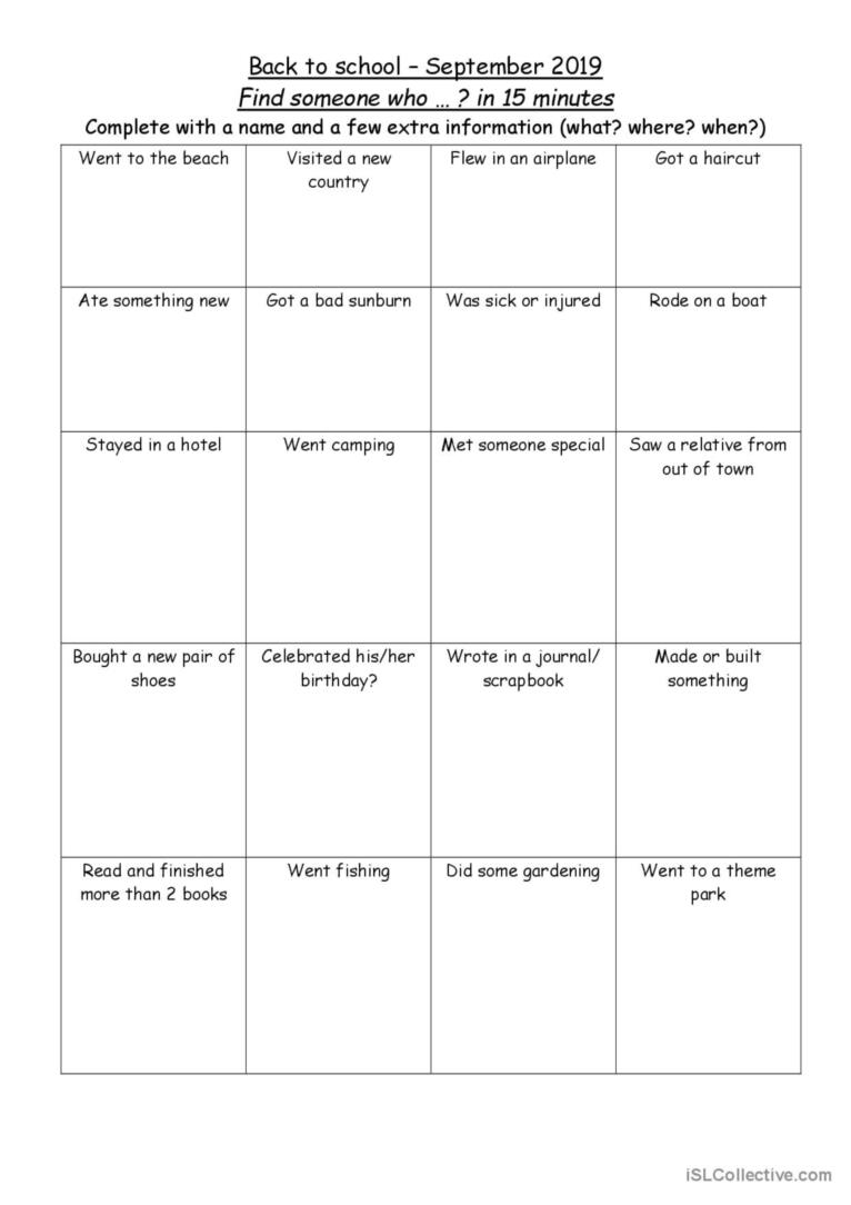 Find Someone Who Icebreaker English ESL Worksheets Pdf Doc