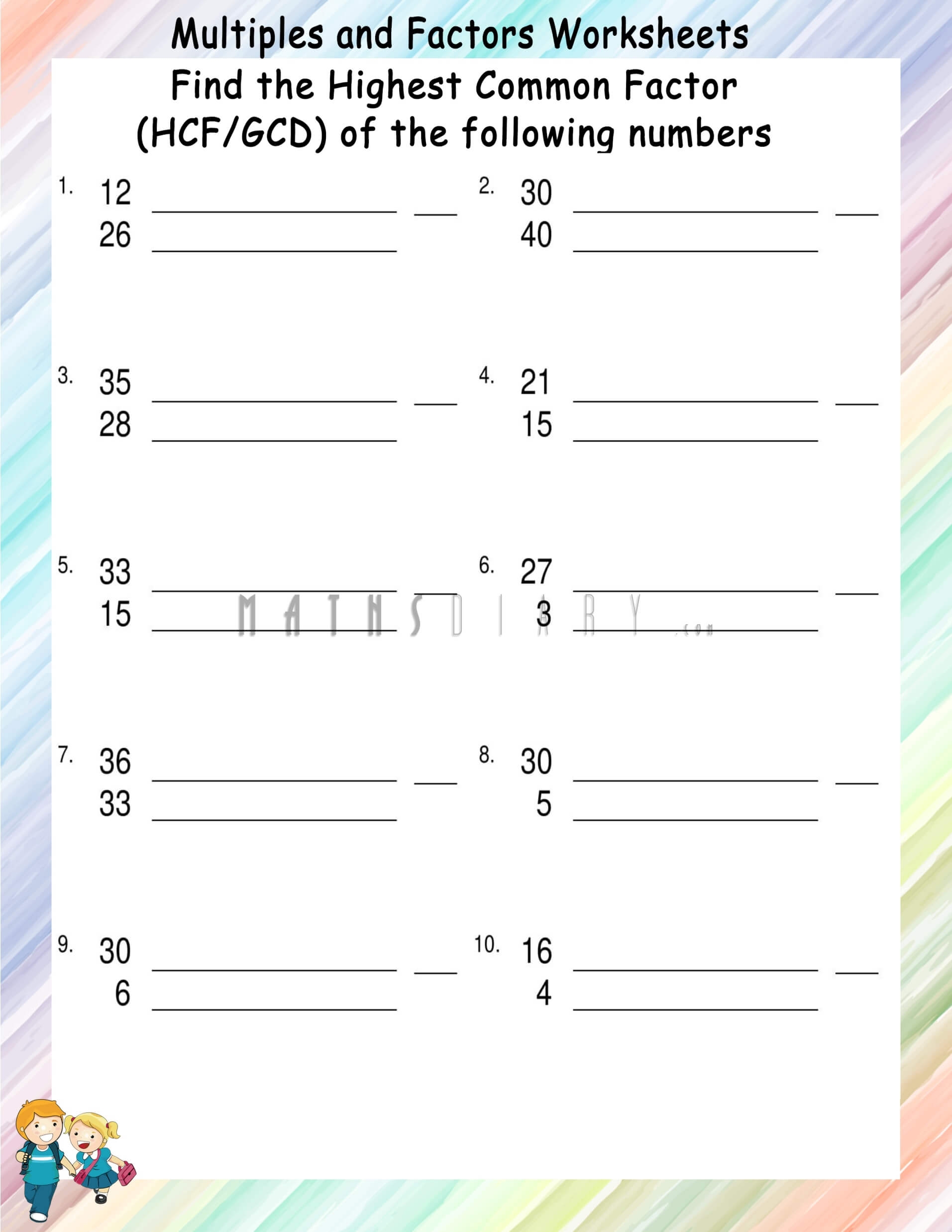 greatest common factor worksheets greatest common factor worksheets