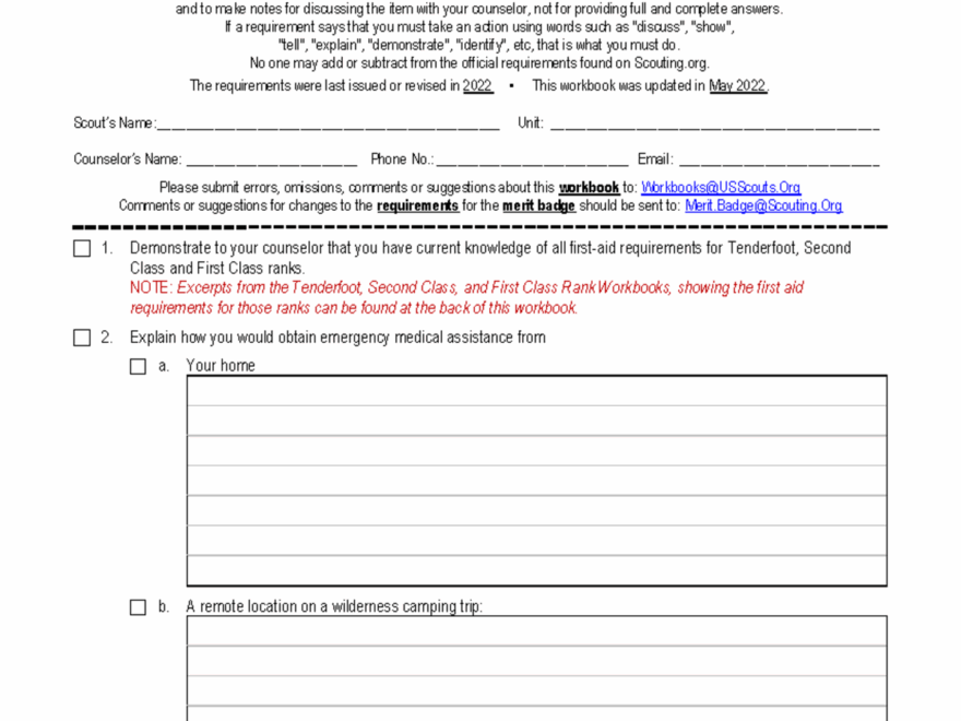 First Aid What To Do First Aid Merit Badge Workbook This Workbook Can Help You But You Still Studocu