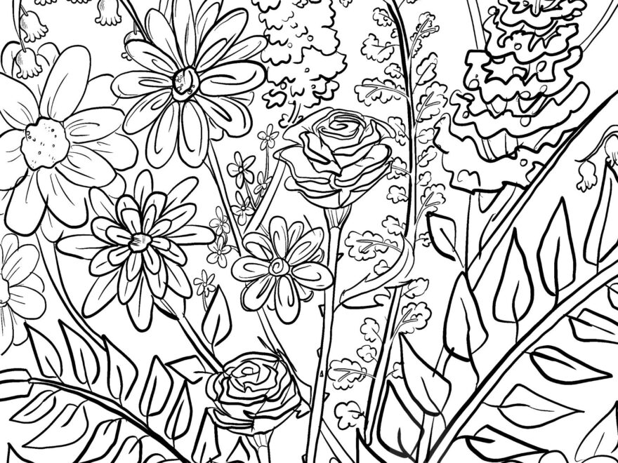 Flower Coloring Page Coloring Sheets Printable Bouquet Coloring Sheet Etsy