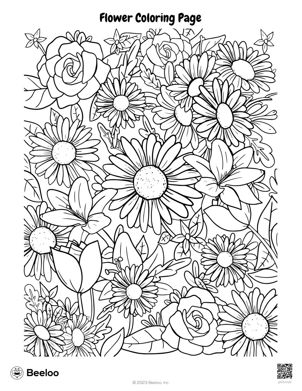 printable pictures to color of flowers